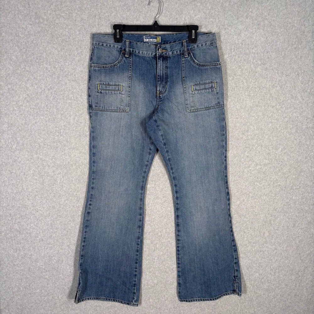 Y2K Vintage Old Navy Low Rise Flare Jeans 14 Utility Patch Pockets Hong Kong 00s